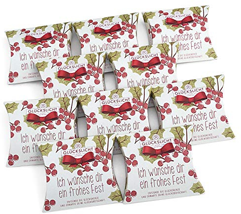 Glückslicht in der Geschenkbox mit der ausgestanzten Schleife | Edition Emotion | Ich wünsche dir ein frohes Fest | Für den Adventskalender, zu Nikolaus oder zum Weihnachtsfest | 10er-Set