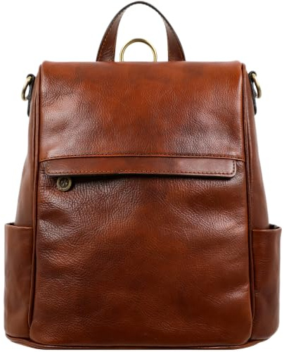 Time Resistance Leder Rucksack für Damen - 100% Lederrucksack - Vintage Rucksack Damen groß - Damentaschen