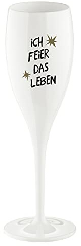 Koziol Glas mit Spruch CHEERS No. 1, bruchsicheres und stoßfestes Sektglas, aus thermoplastischem Material, isoliert 4x besser als Glas, 100 ml, 1 Stück