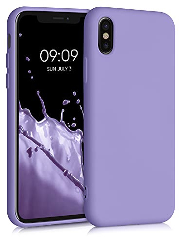 kwmobile Hülle kompatibel mit Apple iPhone X Hülle - gummierte TPU Silikon Handyhülle - Schutzhülle für kabelloses Laden - Case in Veilchen Lila