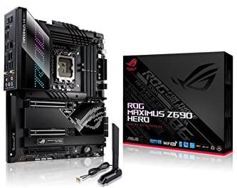 ASUS ROG MAXIMUS Z690 HERO Gaming Mainboard Sockel Intel LGA 1700 (ATX, DDR5, 5x M.2, USB 3.2 Gen 2x2, Thunderbolt 4, PCIe 5.0, WiFi 6E, Aura Sync RGB-Beleuchtung), Windows 10 Home