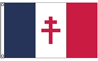 Stormflag Flagge Lothringen Cross France frei 1940 – 1944, 3 x 5 m, Französische Flagge, Widerstand, 90 x 150 cm, Polyester, Pongee, 90 g, mit Ösen und Doppelnähten