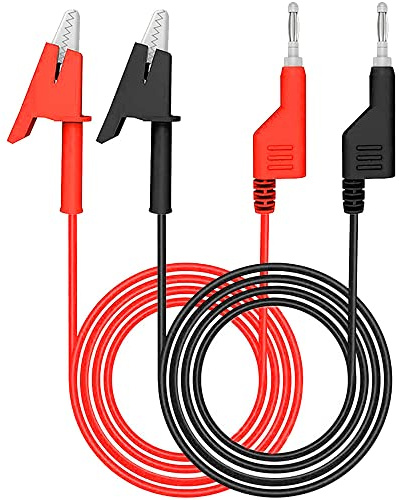 Greluma 2 Pc de test, fiche banane empilable de 4 mm à pinces crocodile crocodile fil de câble flexible (1 m/3,3 pieds) pour les tests électriques multimètre