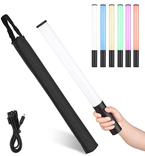 Camnoon RGB Light Wand Stick Handheld Photography Video Light Bi-Color Temperature 2500K-9900K with 7 Kinds of Lighting Effects Magnetic Absorption for Studio Party Live Selfie Portrait