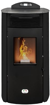 STUFE A PELLET ITALIA Siberia Aria New 18 KW | Pelletöfen Effizienz 91% Heizt 180m² Autonomie 30 Std Programmierbar 5 Geschwindigkeiten und Kräfte 24 Monate Garantie Schwarz