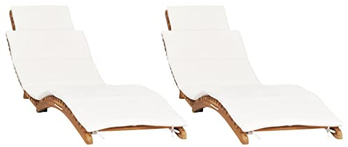 vidaXL Sonnenliegen 2 STK. mit Auflagen Massivholz Teak, Gartenliege, Terrassenliege, Gartenbett, Outdoor Liege, Sonnenbett, Strandliege, Liege