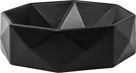 ML-Design Lavabo de Cerámica Negro Mate Redondo Diseño De Diamante Ø 420 x135mm Con Agujero De Desagüe Lavamanos Moderno De Encimera Sobremesa De Superficie Pila Baño Aseo Fregadero Diseño Minimalista