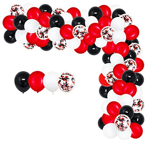 Rot Schwarz Weiß Ballongirlande Bogen Kit - Rot Weiß Ballon Bogen für Geburtstag Hochzeit Braut Dusche Graduierung Jahrestag Weihnachten Party Dekorationen