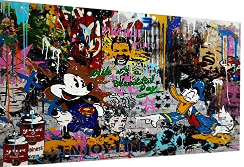 Magic Canvas Art Topolino Paperino Pop Art Stampa su tela 1 pezzo Stampa artistica di alta qualità – B8351, Materiale: tela, Dimensioni: 60x60 cm