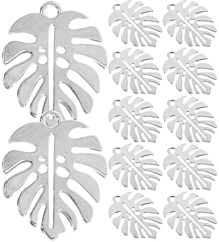 COHEALI 50pcs Monstera Leaf Charm Pendants Alloy Leaves Charms for Jewelry Making