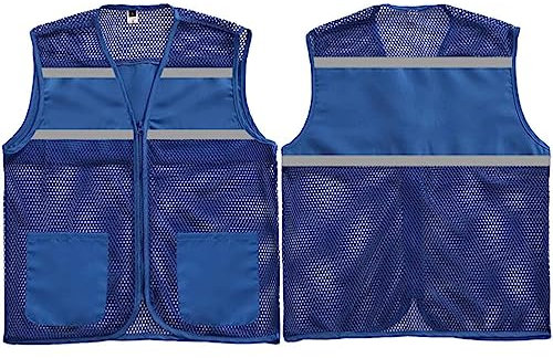 ZUMAHA Reflektierende Weste, trockene Sicherheitsweste, atmungsaktiv, reflektierendes Netz, Sicherheit, hohe Sichtbarkeit, mit Taschen, Reißverschluss, Konstruktionsweste