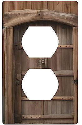 Puerta de madera rústica elegante panel de interruptor de luz impreso duradero, placa de pared de salida dúplex, para comerciales residenciales