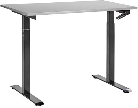 Beliani Höhenverstellbarer Schreibtisch mit Kurbel grau/schwarz 120x72 cm DESTINES