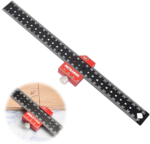 mizikuu Streichmaß, 300mm Kombinationswinkel Zimmermannswinkel zum Markieren von 45° und 90° Anreißlineal Lineal aus Aluminiumlegierung Markierungslineal mit Anschlag Anschlaglineal Anreisswerkzeug