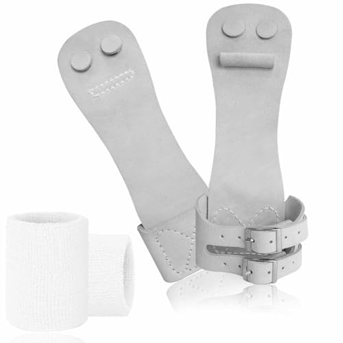 FINGER TEN Manique Gymnastique Fille | Manique Gym Femme| Manique Gymnastique Barre | Manique Gym Fille pour Gym Gymnastique Fitness Haltérophilie (Blanc, Large)