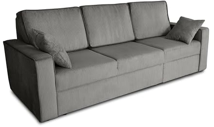 Robin Inspire Ecksofa Sofa Multifunktional Mit Schlaffunktion Bettkasten Bettkasten L Form Eckcouch Schlafcouch Freistehend Kordsamt Optik Parma 230 x 165 x 102 cm Rechts Grau