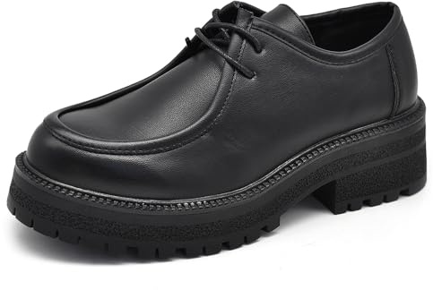 IF Fashion G692 - Zapatos mocasines de cordones para mujer con cordones de plataforma plana, 692 Black, 39 EU