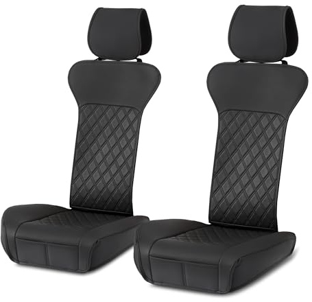 Amazon Basics Car Seat Covers Front Pair, Universal Seat Protectors, Breathable Faux Leather, 2-Pack, Without top, Black