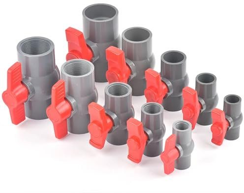 PVC Fittings,Pipe Quick Connector,1 Pc 1/2~1.5 Thread and Socket Type Grey PVC Ball Valve Garden Irrigation Fittings Valve Inner Diameter 20/25/32/40/50mm(1)(50mm)