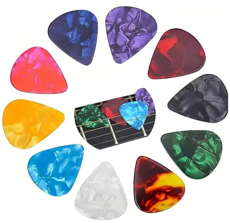 12 Pieces Guitar Picks, Colorful Pick Non-slip Plectrums, 4 Different Thickness Non-slip Plectrums, Suitable for Electric, Bass, Acoustic Guitars (0.5MM, 0.75MM, 1.0MM)