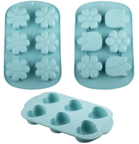 duisoad 3 Stück Seifenformen Silikon, 6 Hohlräume Seifenform Silikonform Seife für Handgefertigte Seifenkuchen Dessert Eiswürfel
