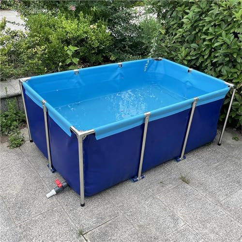 Robuster, Blauer, wasserdichter Koiteich – sonnenbeständiger oberirdischer Tank mit Edelstahlbeschlägen, ganzjährig nutzbar (2 m x 1,5 m x 0,7 m)