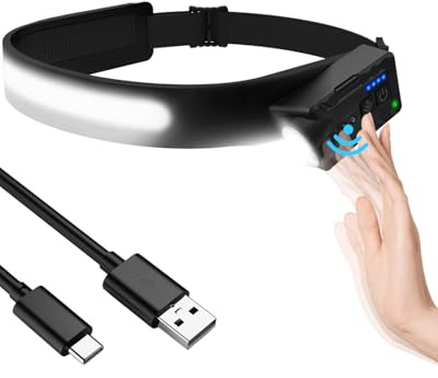 Stirnlampe LED Wiederaufladbar, 270° Verstellbarer Balken, 1200 Lumens Superhell 230° Weitwinkel Kopflampe mit 7 Lichtmodi & Bewegungssensor, 2400mAh Akku IPX4 Wasserdicht für Camping, Wandern