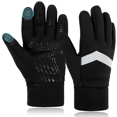 Kids Gloves Winter Waterproof Thermal Sports Gloves Anti-slip Touchscreen Sensitive Field Gloves for Age 4-12 Years Children Boys Girls Football Ski Riding Cycling Running Hiking (Black, S)
