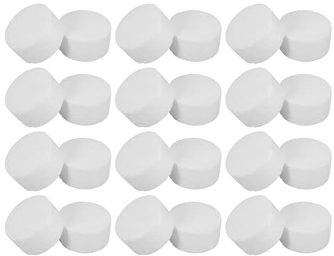 TEHAUX 30 piezas Discos Espuma Redondos Cilindros Poliestireno para Manualidades Modelado Artístico y Decoración de Tartas Material Ligero y Fácil de Manipular