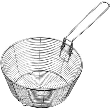 Noodle Colander Wire Sieve With Folding Handle Frying Basket For Cooking Dumplings Salads Noodles Deep Fryer Chips(X-Large)