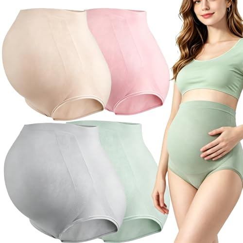 SHENYI 4 Pcs Maternity Knickers For Women, High Waist Stretchable Pregnancy Panties, Soft Overbelly Maternity Briefs(XL) Multicolor