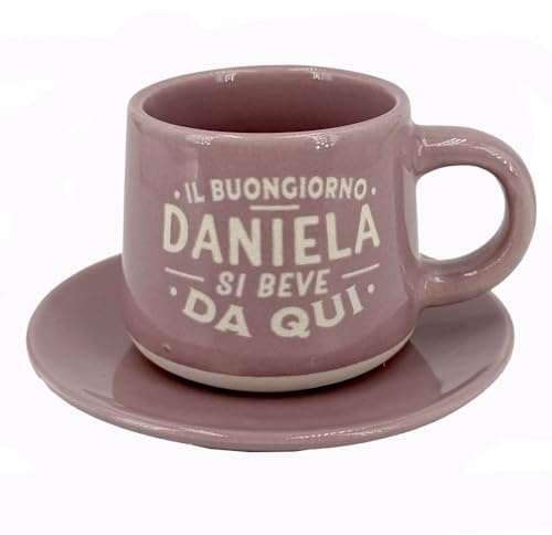CLEARCO Tazzina da caffè personalizzata con piattino e scatola - Daniela