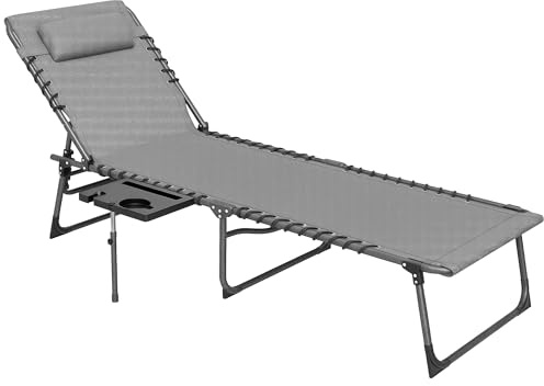Outsunny Sonnenliege klappbar Gartenliege mit Kopfkissen 120 kg Grau