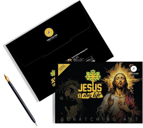 Immagini da grattare - Set di appunti da gratare da 16,26 pollici, Immagini da grattre antiscivolo per bambini, St di disegni da grattre con motivi di Gesù | Set flessibile di quadri da grattare,