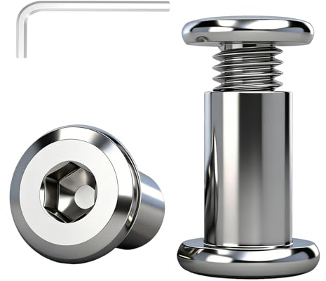 YOOZIYA 10 piezas M8x30mm Tornillos de Unión para Muebles de Acero Inoxidable A2 V2A 304,Tornillos Allen con Cabeza Plana y Tuerca de Casquillo,Conectores para Madera,Montaje para Armarios,Camas