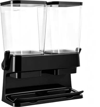 Müslispender 2er Set, 2 x 3L Cereal Dispenser, auslaufsicher & lebensmittelecht, klare Luftdichte Behälter für Cornflakes, Nüsse, Kaffeebohnen & Haferflocken, platzsparend für die Küche (Schwarz)
