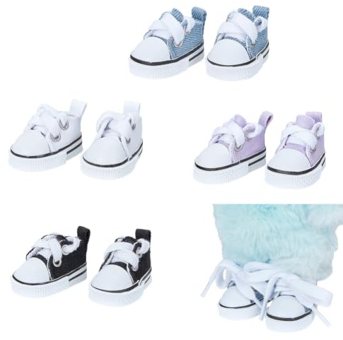 NBEADS 4 Pairs 4 Colors Mini Doll Shoes, Mini Dolls Canvas Sneakers Doll Shoes Accessories for Dressing Up Dolls Shoe Outfits Replacement Stuff, 46x27x25.5mm