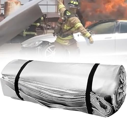 Hydravex Couverture Anti-feu pour véhicules électriques, dépliage Rapide, Ignifuge, enduite de Silicone, Couverture Anti-feu d'urgence, couvertures d'extinction d'incendie pour la Maison 6×8m