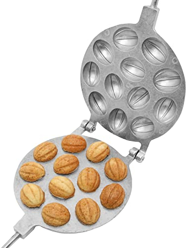 PetriStor Walnut 12 Cookie Form (Oreshek) Maker - Retro Brown Aluminium Oreshki Rissian Soviet Cookies Horishnytsya Орешница by PetriStor