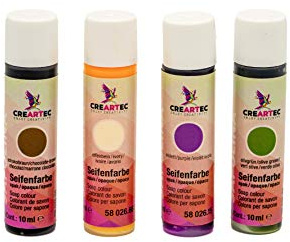 CREARTEC Natürliche Seifenfarbe Opak - Seifenherstellung/Seifenkreationen - Farben: Elfenbein, Schokobraun, Violett, Olivengrün - Inhalt: 40ml - Made in Germany