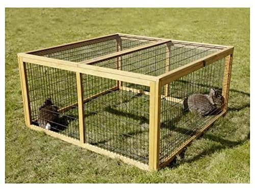 Kerbl Freilaufgehege mit Ausbruchsperre (für Nagetiere, Kleintiergehege, Maße 116x116x58 cm, aus Holz lasiert, verzinktes Gitter, Abdeckung aufklappbar) 81716