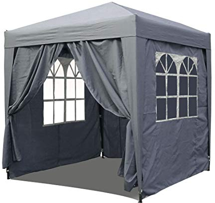 QUICK STAR Gazebo Pop-Up da Giardino, 2 x 2 m, Colore: Smoky Grey, con 4 Parti Laterali