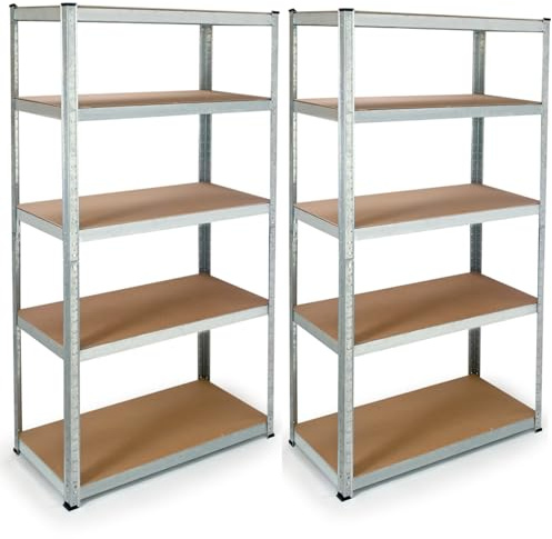 IDMarket – Juego de 2 estantes modulares de carga pesada de metal H.220 cm