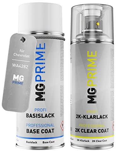 MG PRIME Vernice per auto Kit bombolette spray 2K per Chevrolet WA4282 Targa Blue Metallic/Corvette DK Blue Metallic Vernice di base 2 componenti vernice trasparente