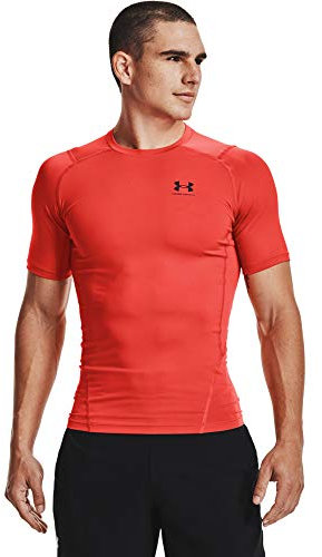 Under Armour Men's UA HG Armour Comp SS Short Sleeve Functional Shirt Quick Dry T-Shirt with Compression Fit, Dark Orange (860)/Black, XXL