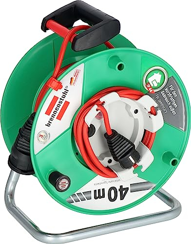 Brennenstuhl Garant G IP44 Gartenkabeltrommel (Kabeltrommel für Rasenmäher mit 38+2m Kabel in rot, Spezialkunststoff, vorübergehende und zeitlich begrenzte Verwendung im Freien, Made in Germany)