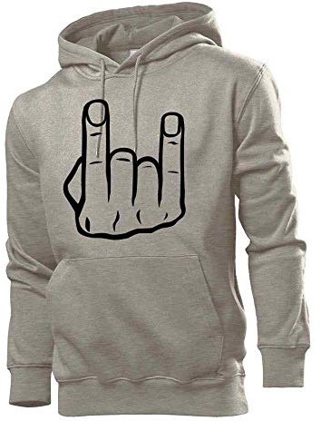 Generisch Mano Cornuta Faust - Felpa da uomo con cappuccio grigio. XL