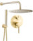 VALAZ Douche Encastrable | Mitigeur Douche 2 voies, Pulvérisateur Effet Pluie | Installation Murale Facile et Rapide | Inoxydable, Pulvérisateur 20 cm, Doré Brossé, Série Jucar