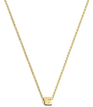 SINGULARU - Collar Personalizado Single Letter. Colgante en Plata de Ley 925 con Acabado Baño de Oro de 18 Kt. Cadena de Talla Unica. Joyas para Mujer. Letra E