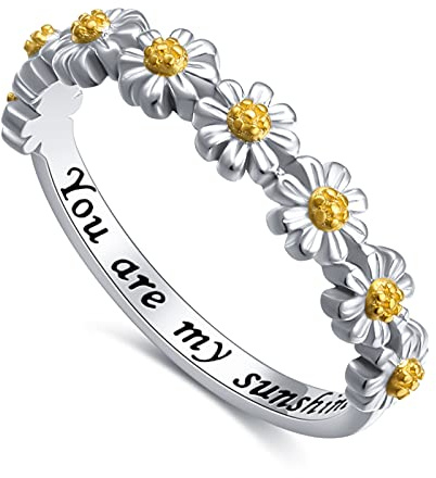 Sterling Silber You Are My Sunshine Gänseblümchen Ring Valentinstagsgeschenk für Frauen